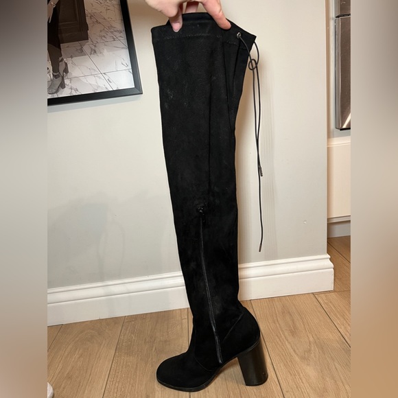 Forever 21 Over The Knee Tie Black Boots Women’s Size 8 - Picture 2 of 6